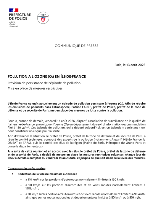 Épisode de pollution à l'ozone en Île-de-France