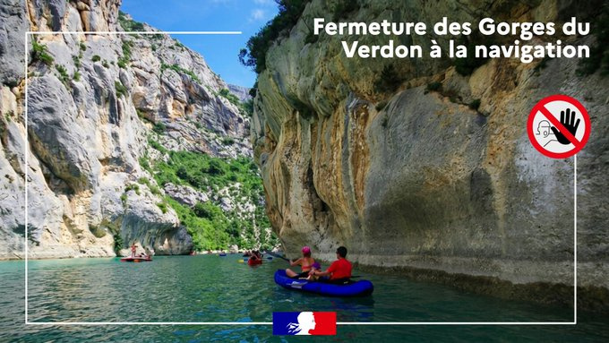Fermeture de la navigation dans les Gorges du Verdon en raison d'orages