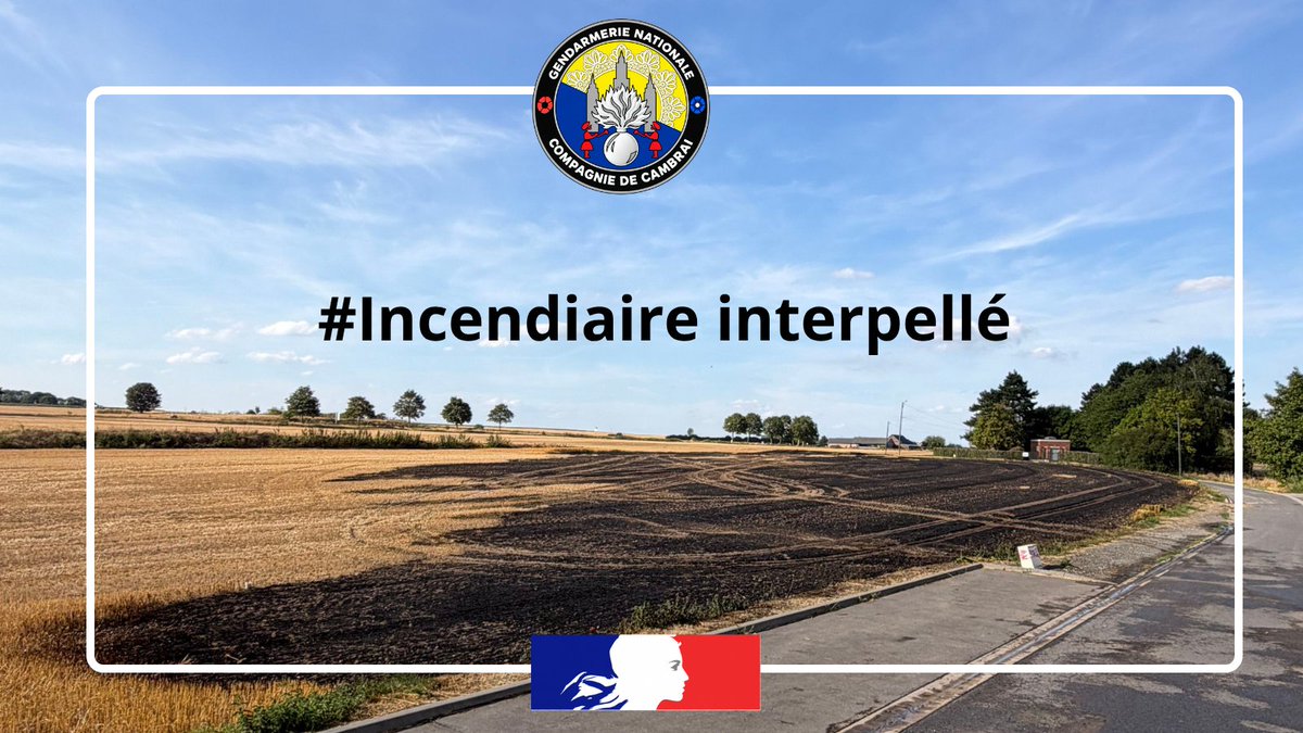 Incendie de chaumes à Cambrai : individu interpellé