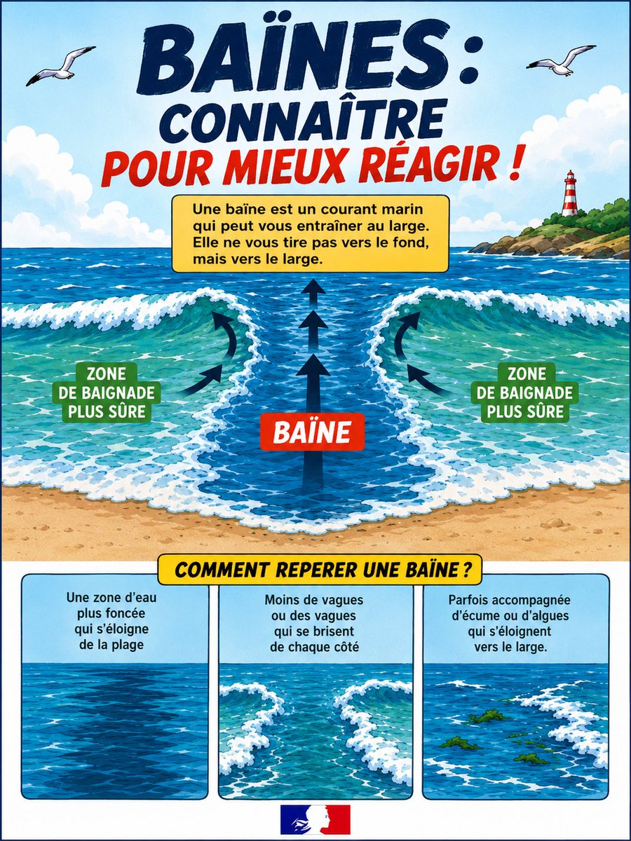 Alerte baïnes en Charente-Maritime les 15 et 16 août 2026